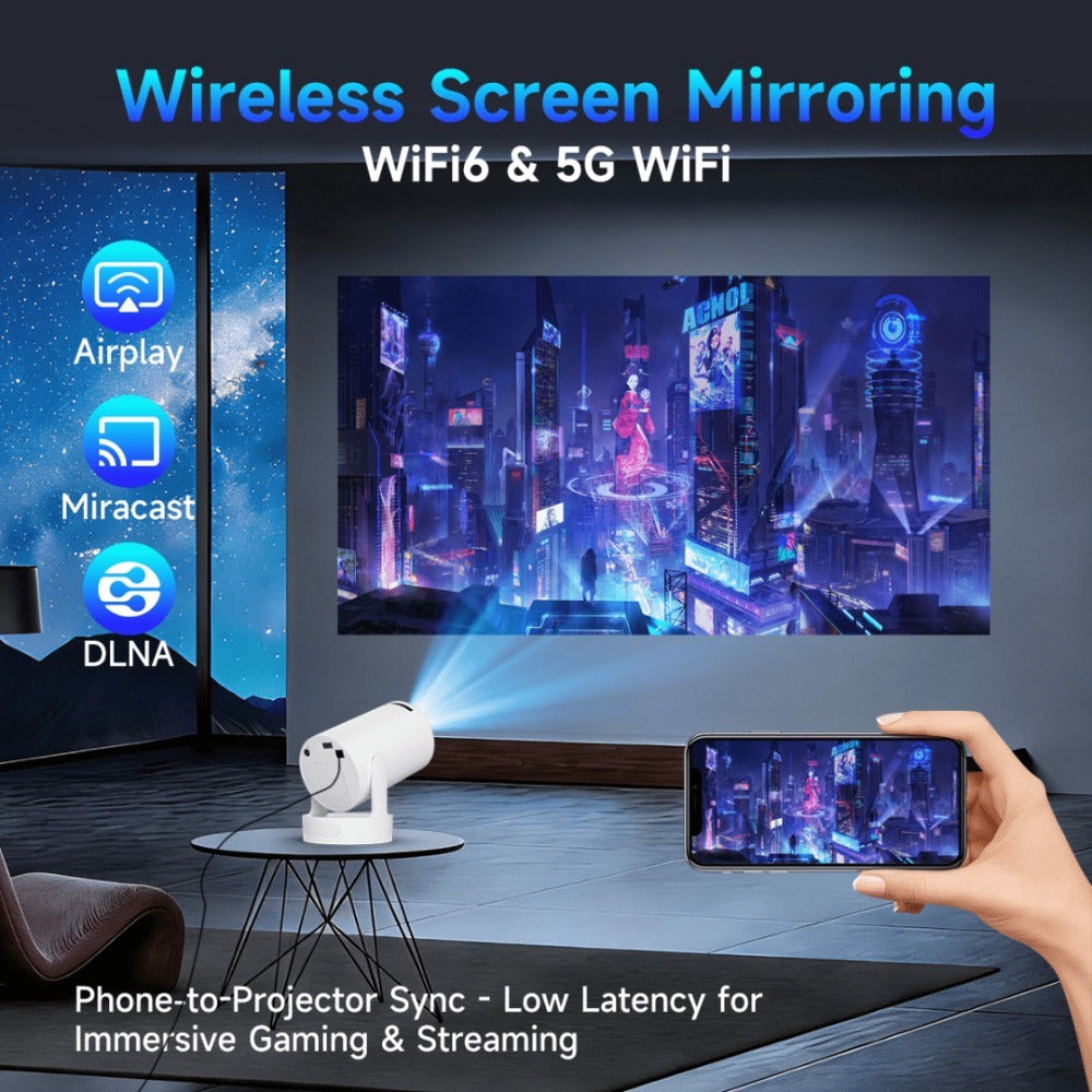 Proyector Magcubic HY300Pro+, nativo 720P con soporte para 8K, relación de proyección 0.9:1, incluye un control remoto, 280 ANSI, ideal para salas de cine en casa, perfecto para proyectar películas en paredes