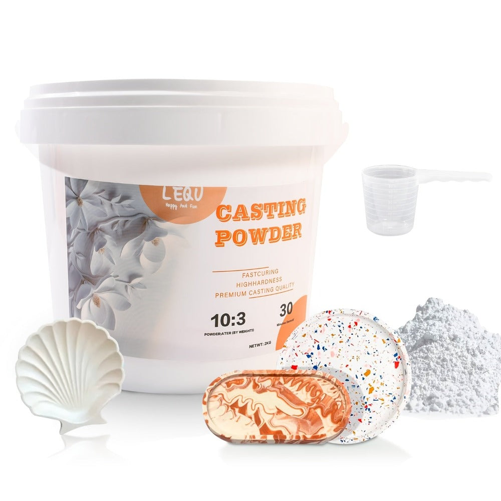 Polvo de fundición de resina en cubo de 2000g/3000g, kit de fundición de resina de curado rápido apto para principiantes, desmolde en 20-30 minutos, polvo de moldeo de yeso hidroactivo fácil de mezclar para escultura hecha a mano, arte casero DIY