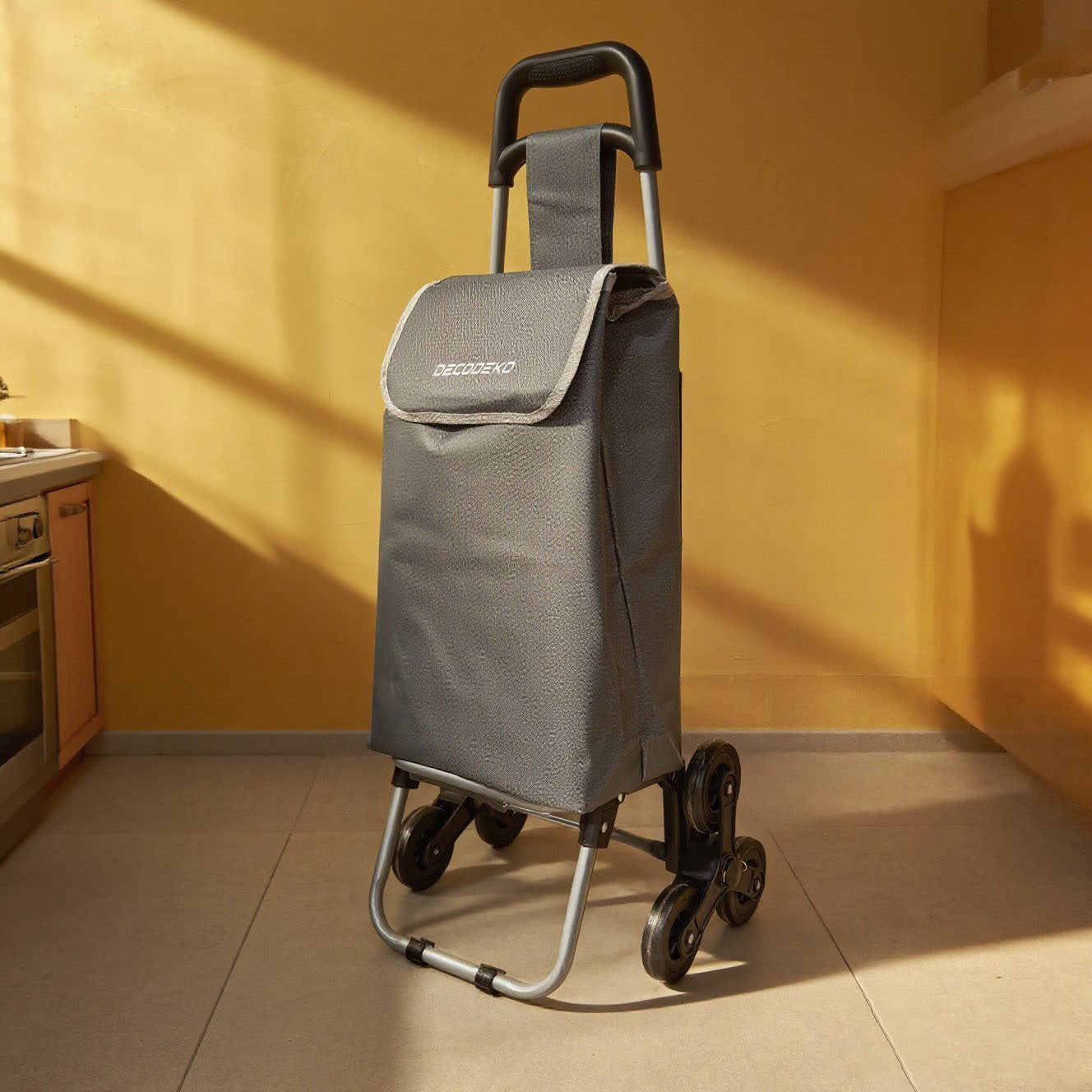 Carrito Compra Plegable de Aluminio, Carro de la compra plegable, tela Oxford bolsa, bolsa de la compra extraíble con ruedas, Carro de la Compra 6 Ruedas con Bolsa Oxford Desmontable, 88 x 33 x 27 cm, 23L.