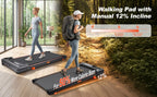 Alfombra de caminar con inclinación del 12%, quema 50% más de calorías, alfombra de caminar para escritorio, máquina de caminar portátil silenciosa de 30Db con carga de 100KG para fitness en casa, sin batería