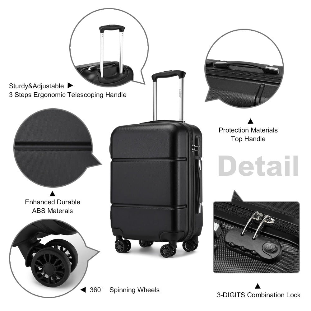 1 pieza de maleta de cabina de 20 pulgadas (55 cm) de ABS prémium con candado de combinación seguro para viajes sin esfuerzo, regreso a clases, regalo de vacaciones