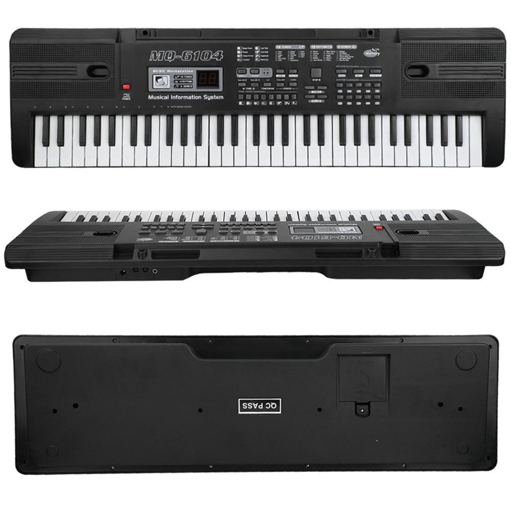 Teclado de Piano Digital de 61 Teclas con Micrófono, Teclado de Piano Musical Portátil, Teclado Electrónico Multifuncional, Instrumento Musical de Teclado para Piano, Regalos de Cumpleaños para Principiantes (Con Pantalla LCD)