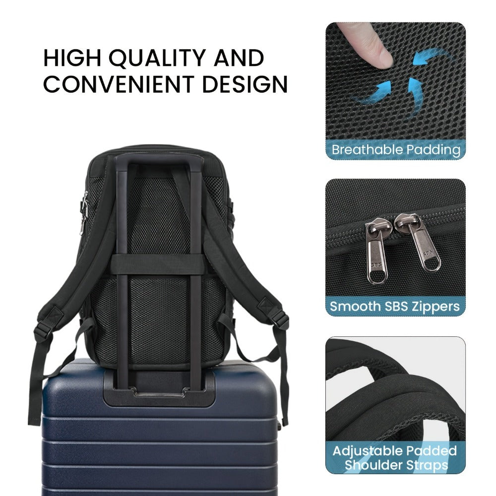 Bolso de Cabina de 20L con Medidas de 40X20X25, Aprobado para Uso Debajo del Asiento en Aviones, con Organizador de 13 Bolsillos, Adecuado Tanto para Hombres Como para Mujeres, Ideal para Viajes de Negocios