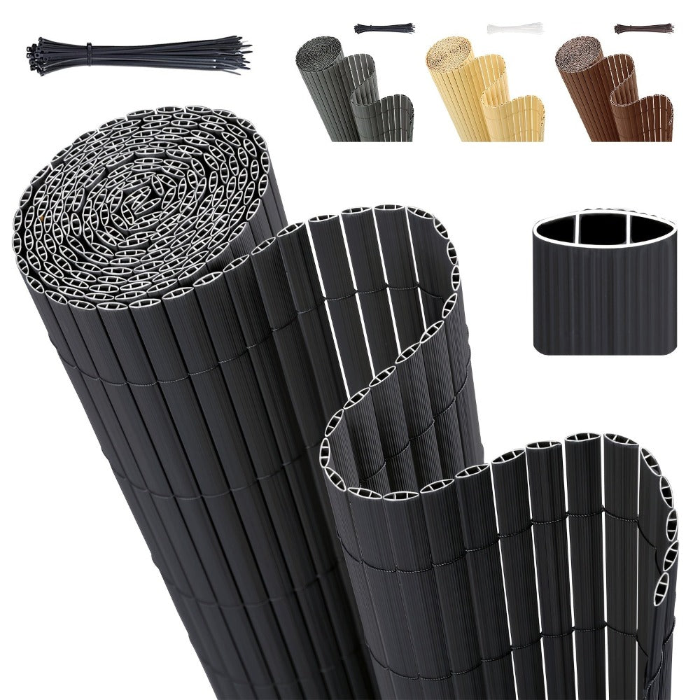 Sekey PVC Jardinera Reforzada, Pantalla de Privacidad Duradera para Balcón Terraza, Valla de Madera Plástica Resistente a la Intemperie con Bridas, Protección contra el Viento Exterior Resistente a los Rayos UV