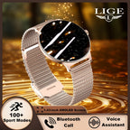 LIGE Smartwatches Diseñados para Mujer con Pantalla Táctil AMOLED de 1.43 Pulgadas, Capaces de Hacer y Recibir Llamadas, un Smartwatch Fitness con Más de 100 Modos Deportivos, un Podómetro, Notificaciones de Mensajes de Texto, Control de Música y Cámara
