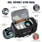 Bolsa de deportes y de viaje para hombre y mujer de 40L y 55L, bolsa deportiva grande con compartimento para zapatillas y compartimento para artículos mojados, bolsa de entrenamiento, bolsa de gimnasio y fitness, bolsa de deportes escolar, equipaje de man