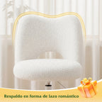Klyvvo Silla de Escritorio con Ruedas, Silla de Maquillaje con Tejido Teddy Transpirable, Altura Ajustable, Ideal para Oficina, Hogar, Regalo Familiar, Soporta Hasta 150 Kg, Disponible en Rosa, Blanco y Gris