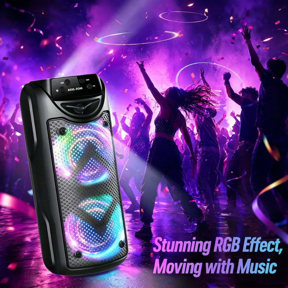 Altavoz Portátil de 8500W, Sonido Estéreo con Subwoofers Duales de 3 Pulgadas, Altavoz para Fiestas al Aire Libre, Soporte para Radio FM, Luces LED Coloridas, Compatible con TF/Radio FM/USB/Aux, Ideal para el Hogar, Fiestas, Viajes, Navidad
