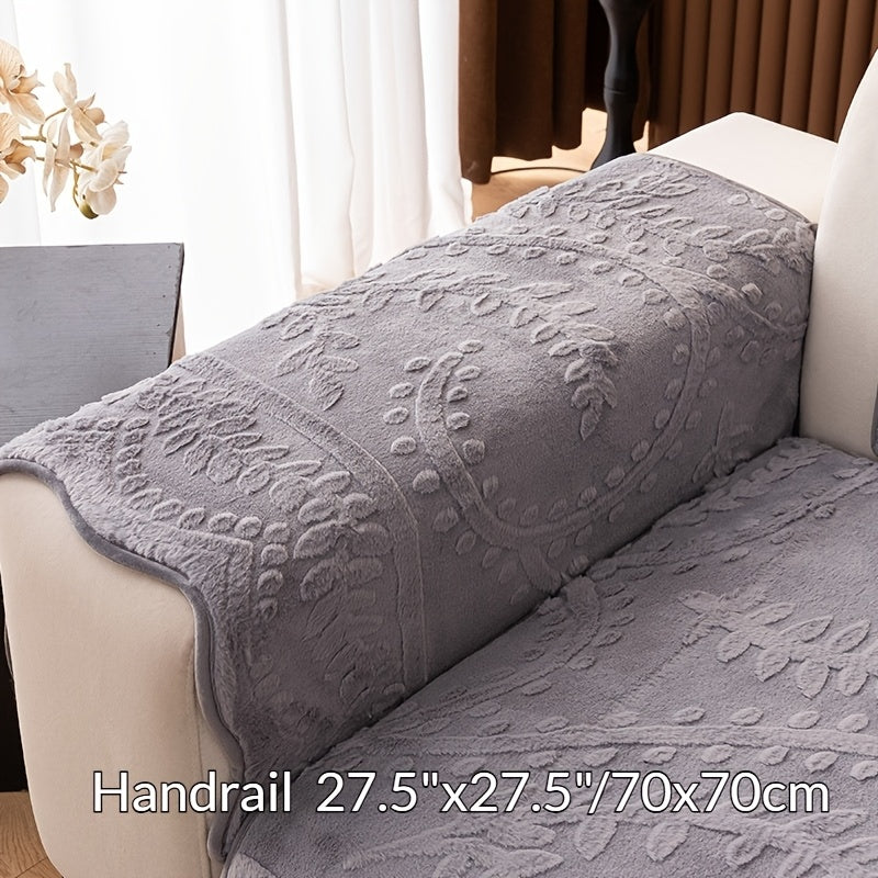 1pc Funda de Sofá con Estampado de Leopardo - Piel Sintética Gruesa y Cálida, Protector Antideslizante para Mascotas con Borde Decorativo en Hojas, Apto para Sofás de 1-4 Plazas y Seccionales, Lavable a Máquina para Sala, Dormitorio u Oficina, Diseño Jacq
