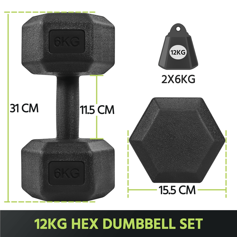 Juego de 2 Mancuernas Costoffs, Mancuernas de Hierro Fundido Hexagonales para Aeróbica, Gimnasia y Entrenamiento de Fitness