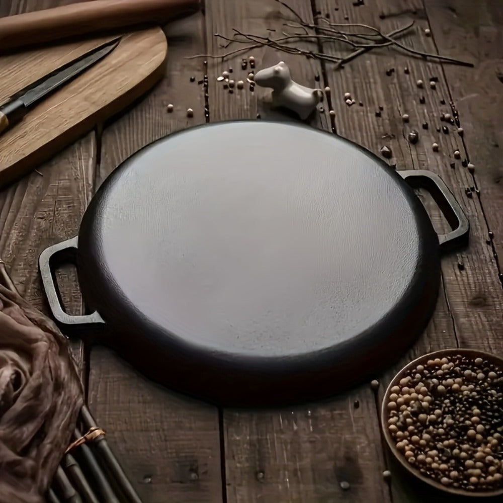 Sartén de hierro fundido versátil - Perfecta para pizzas, parrillas y panqueques - Compatible con todos los estufas, ideal para cocinar al aire libre y cocinas domésticas