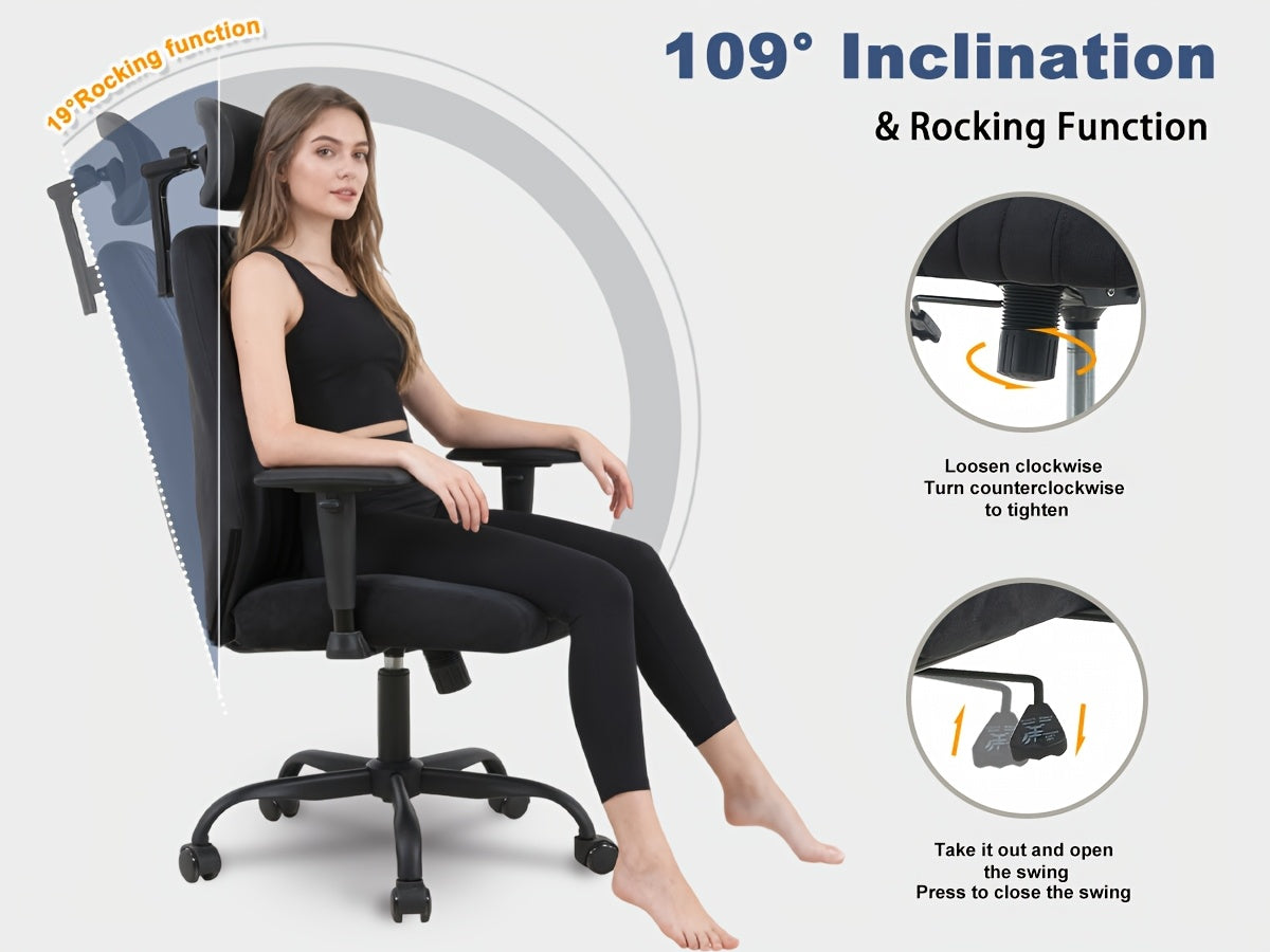 Silla de oficina para teletrabajo y estudio | 150Kg y Ajustable
