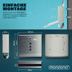 Buzón MONZANA® con Cerradura Cruzada, Cilindro de Cobre, Tapa Giratoria, 31x10x34 cm, Ventana de Visualización, Placa de Identificación, Compartimento para Periódicos, Fácil Instalación, Acero Aleado, 2 Llaves, Caja de Correo