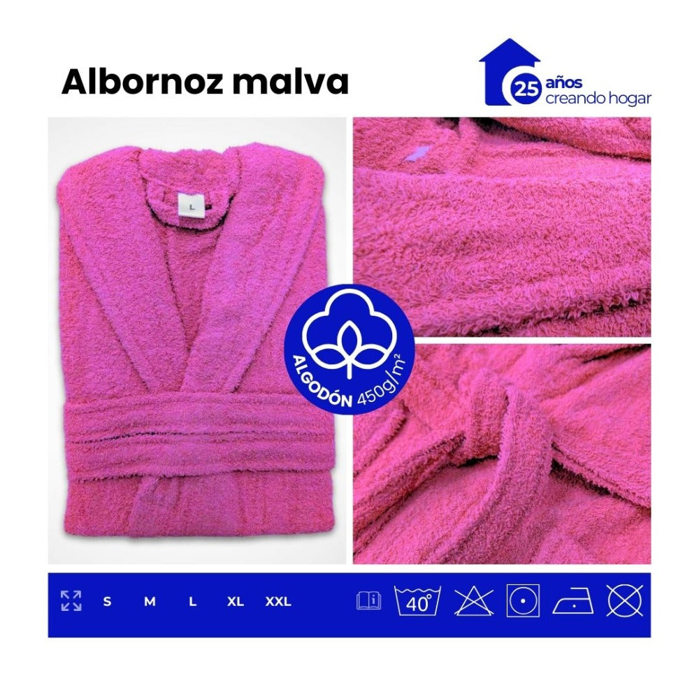 Albornoz de Algodón 450g Unisex para Baño con Cinturón y Bolsillos