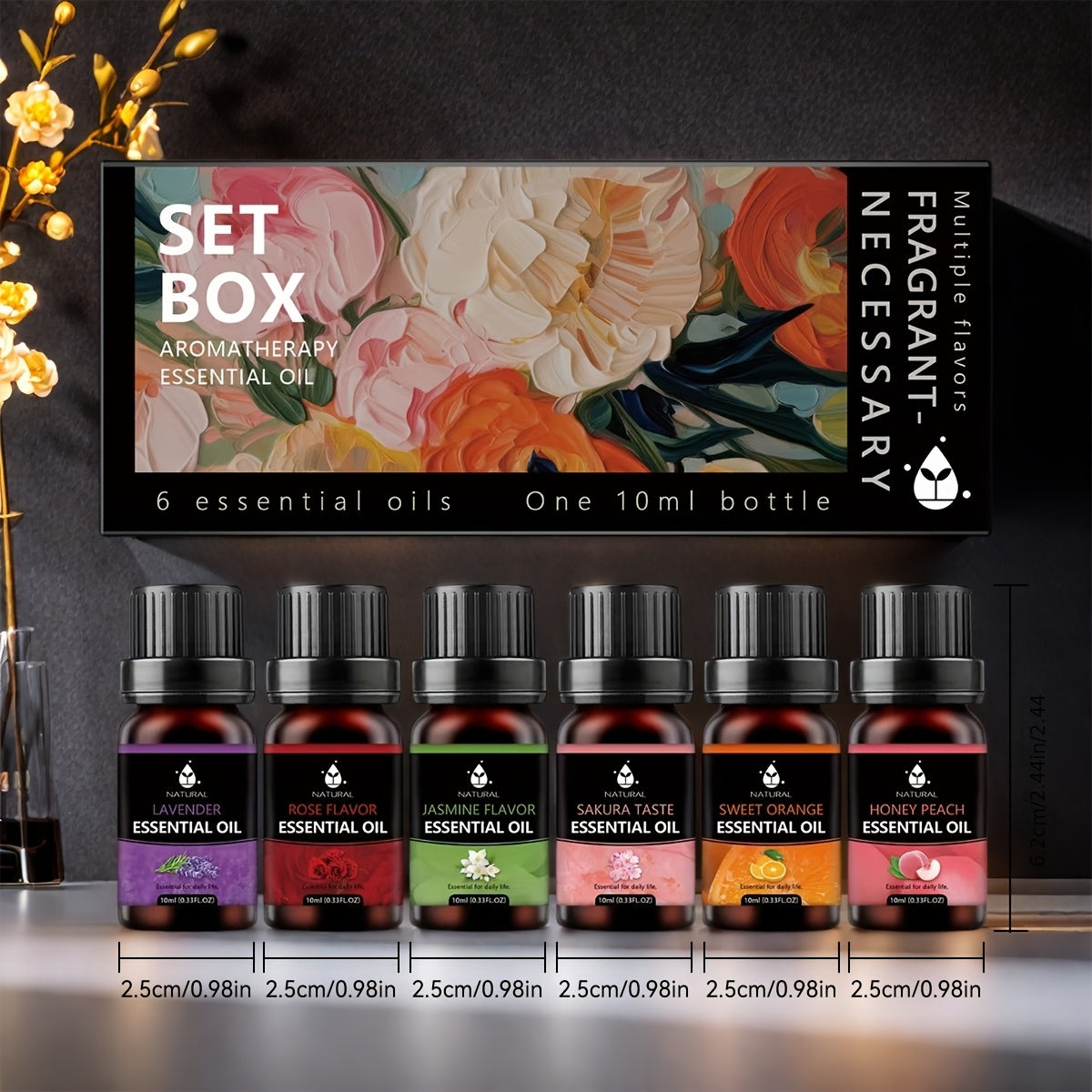 Aceites esenciales y accesorios | Juego de Aceites Esenciales, 6 Botellas de Aceites Esenciales, Cada Una de 10ml, Ideal para Difusores, Velas