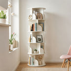Librerías y estanterías | Torre de estantería giratoria 360°, diámetro grande de 46 cm × altura de 160 cm, librero giratorio de 3/4/5 niveles