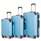 Juego de maletas familiares de tres piezas 20+24+28 pulgadas, equipaje de cabina de 20 pulgadas con ruedas universales, caja de almacenamiento para viajes de negocios, cartera ABS resistente y gran capacidad (ML-XL-set)