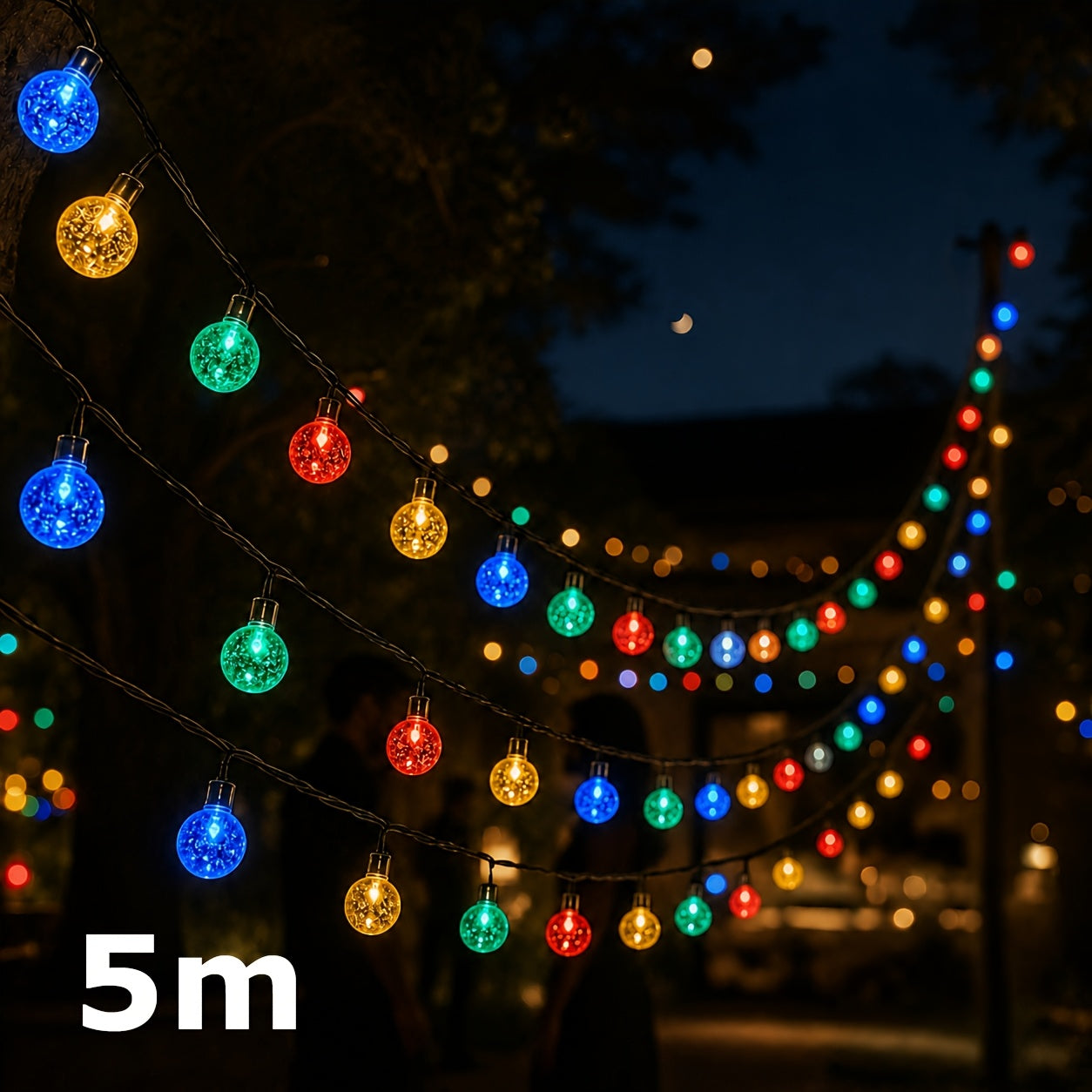 Guirnalda de luces para decoración de fiestas y exteriores | cristal
