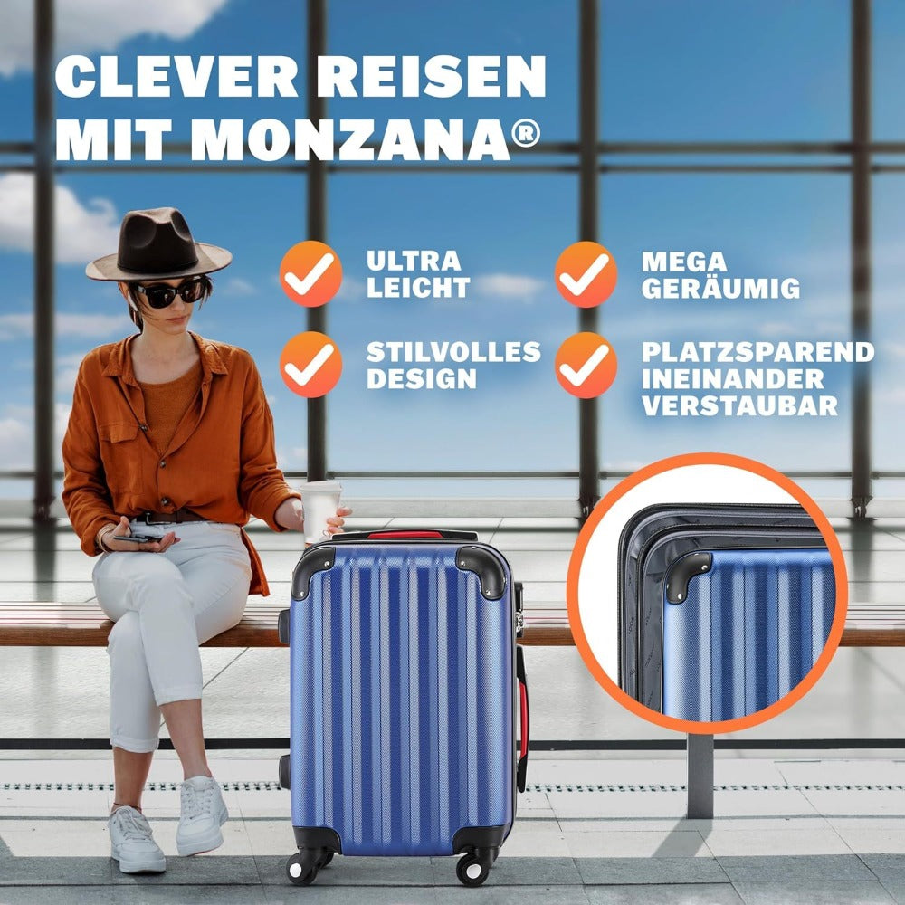 MONZANA® Maleta Rígida Baseline M Color Negro Equipaje de Viaje 34L peso 2,25Kg con ruedas 360° trolley 2 asas valija