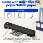 Impresora portátil sin tinta D810B, impresora inalámbrica de viaje, máquina térmica para tatuajes, compatible con papel térmico A4 y carta estadounidense, compatible con teléfonos móviles y portátiles, adecuada para negocios, viajes, oficina y hogar