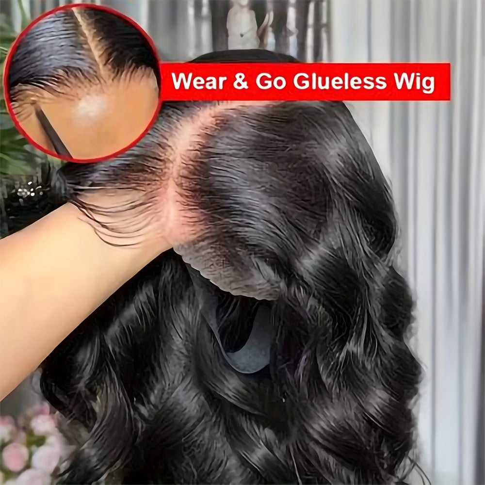 Pelucas de cabello humano con densidad del 250%, diseñadas para ser fáciles de usar sin pegamento. Estas pelucas predepiladas y precortadas con cierre de encaje HD 5X5 son perfectas para principiantes, con estilos de onda corporal que se pueden poner en 3