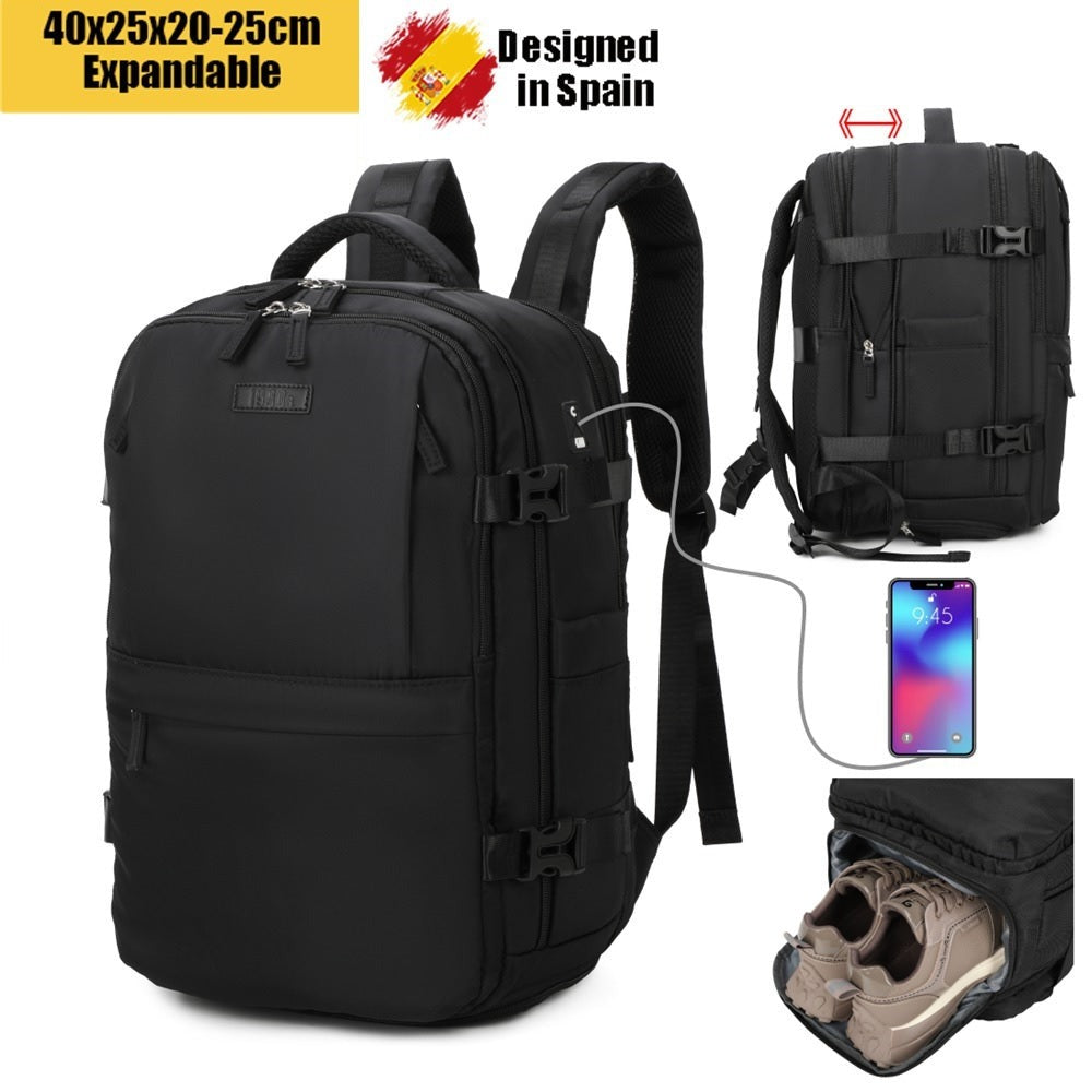 Mochila de cabina expandible 40x25x20-25cm | compartimiento para zapatillas | Mochila casual compatible con portátil 14 pulgadas