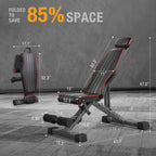 Banca de Pesas Ajustable con Inclinación - Capacidad de 300 kg/660 LB, Banco Plegable para Gimnasio en Casa con Estructura de Hierro Resistente y 10 Posiciones Ajustables para Ejercicios de Prensa de Pecho, Hombros y Abdominales (Negra)