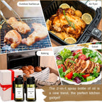 Juego de 2 pulverizadores de aceite de oliva de vidrio, cada uno de 16Oz/470Ml, perfectos para cocinar, utensilios de cocina y complementos para freidoras de aire, incluye botellas dispensadoras para ensaladas y parrillas, en color negro