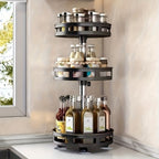 Organizador de Cocina Giratorio 360 Grados - Estante Metálico para Especias con Contenedores de Almacenamiento para Condimentos, Aceites y Vinagre - Opciones de Doble/Triple Capa