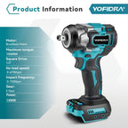 Llave de impacto eléctrica sin escobillas de 1000 N.m, juego de destornillador taladro inalámbrico de 1/2 pulgada, herramientas eléctricas para instalación automotriz y de muebles, compatible con baterías YOFIDRA