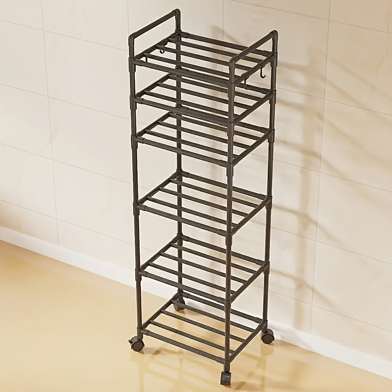Estante de Almacenamiento Rodante de 5/6 Niveles - Organizador Multicapa de 167.64 cm - Ahorro de Espacio, Estante Ajustable y Multifuncional, Adecuado para Cocina, Baño, Sala de Estar, Oficina y Estudio, Solución de Almacenamiento Perfecta, Estante de Pi