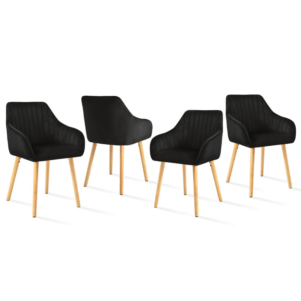 Juego de 2/4/6 sillas de comedor minimalistas con cómodo respaldo, reposabrazos y patas de madera