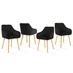 Juego de 2/4/6 sillas de comedor minimalistas con cómodo respaldo, reposabrazos y patas de madera