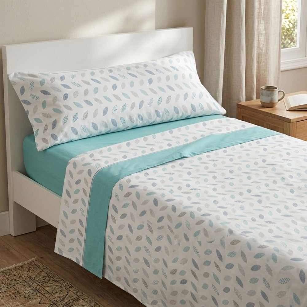 Juego de ropa de cama (Sábana ajustable, Cubrecama, Funda de almohada) | Juego de sábanas estampadas de 3 piezas | Primavera/Verano | Múltiples estilos | Tejido suave | 180cm - Múltiples tamaños disponibles