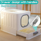 Caja de Arena para Gatos con Tapa: Arena Cerrada para Gatos, Bandeja Grande para Baño de Gatos con Diseño de Cajón de Fácil Limpieza, 38.8 X 35.8 X 48.3Cm, Sin Batería