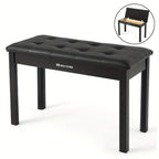 Banqueta para Piano MUSTAR de 74 cm con Almacenamiento - Taburete de Madera Maciza, Tapizado en Piel Sintética Suave y Compartimento Abatible para Teclados Digitales, Decoración del Hogar, Banqueta de Tocador -