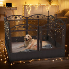 Parque de juegos resistente para perros de 8 paneles: Valla de metal para cachorros y perros, apta para uso en interiores y exteriores, recinto de ejercicio plegable para mascotas con almohadilla, ideal para partos y entrenamiento, incluye puerta, adecuad