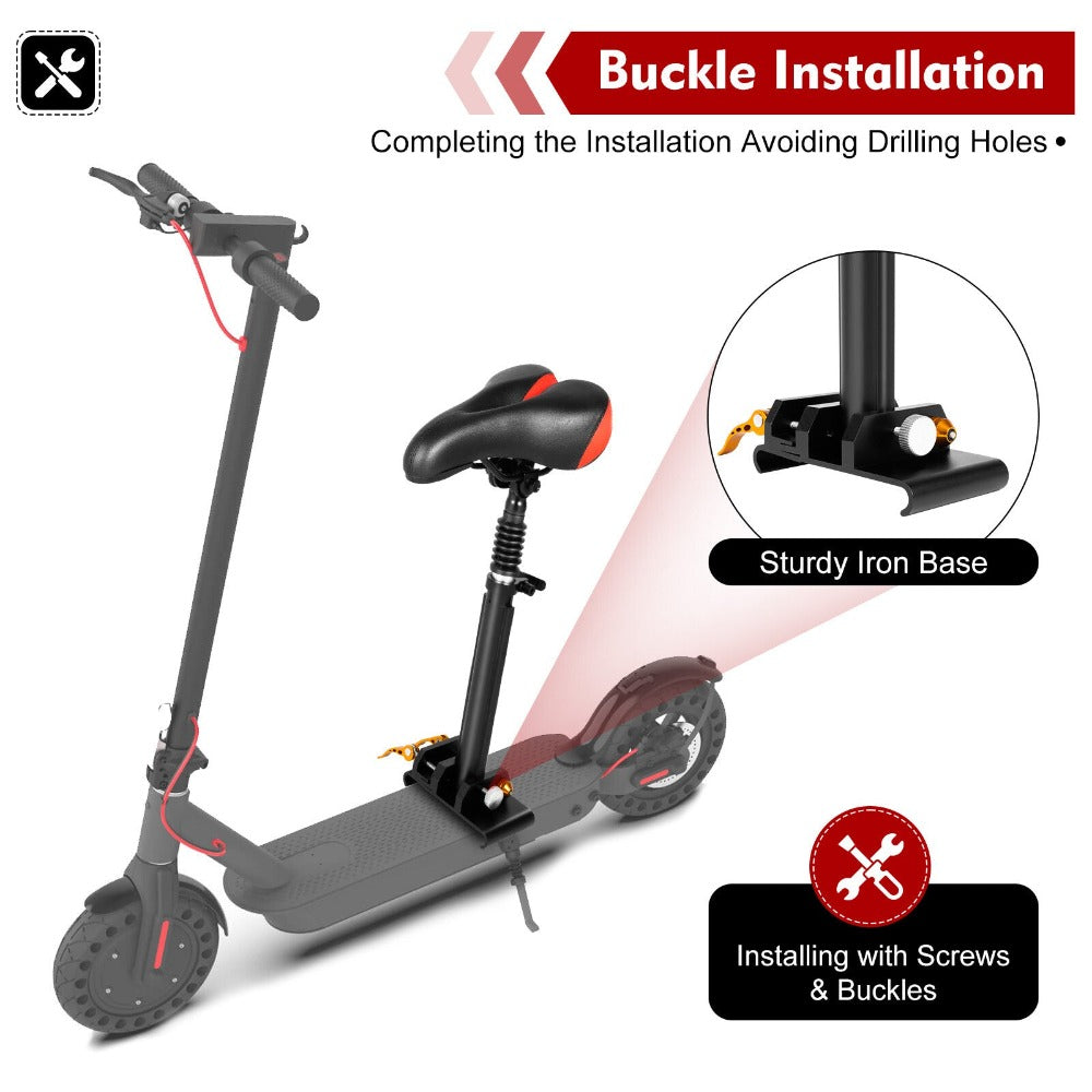 Asiento Ajustable en Altura para Patinete Eléctrico con Soporte Desmontable y Cojín - Reemplazo Adecuado para Adultos/Niños, Patinete, Vehículo de Pedales - Accesorio de Mejora de Estilo Bicicleta Portátil