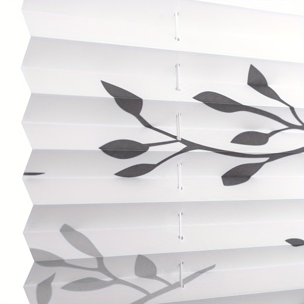 1pc Cortinas Plisadas Sin Taladro Requerido Con Portarrollos de Clip, Cortinas Plisadas de Clip, Cortinas Opacas de Protección Solar con Diseño de Ramas de Árbol, Cortinas para Ventanas y Puertas
