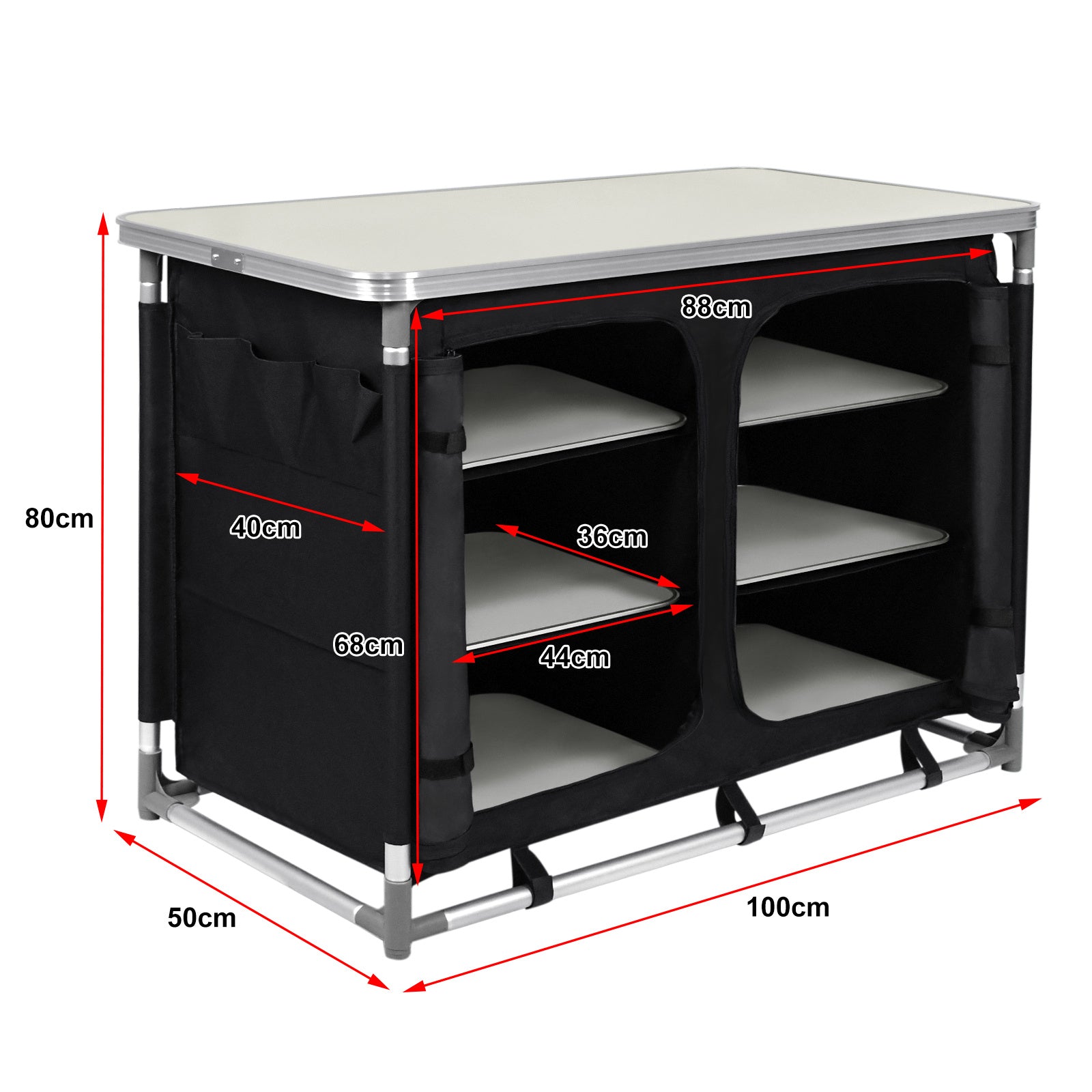 Cocina de Camping Plegable con Marco de Aluminio y Bolsa de Transporte, Gabinete Móvil para Exteriores, Cocina de Viaje, Caja de Cocina, Gabinete para Tienda de Campaña