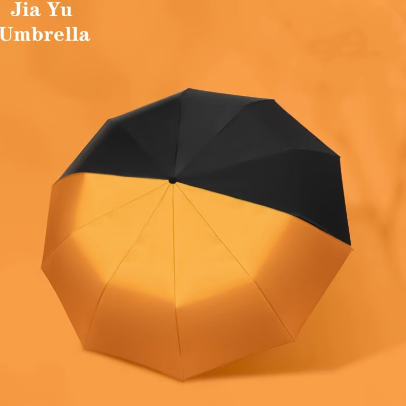 Paraguas Automático de 10 Varillas, Paraguas Plegable Antiviento con Gran Cubierta