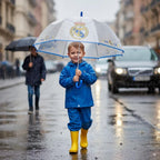Paraguas Infantil Real Madrid para Niños – Diseño Resistente y Seguro con Diseño Oficial del Real Madrid – Paraguas Colorido para Colegio y Protección en Días de Lluvia