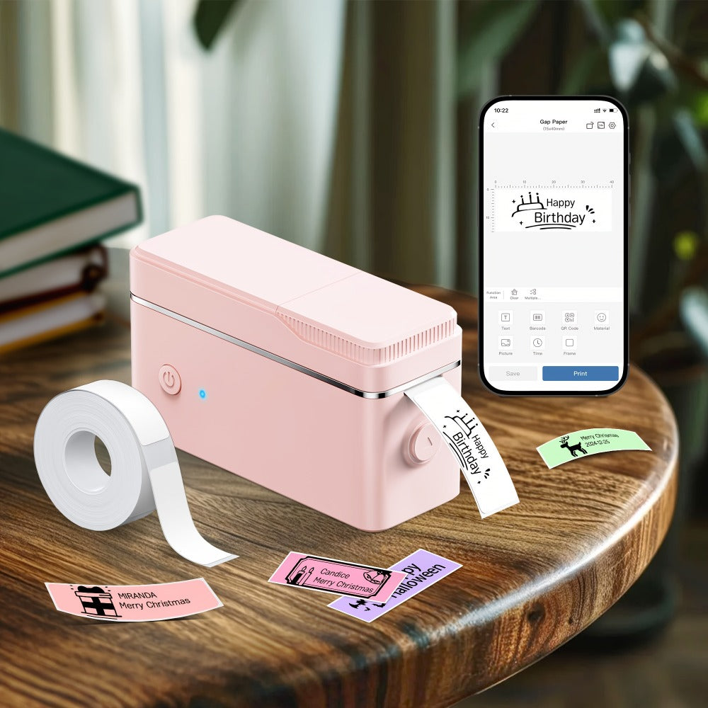 Dispositivo de Etiquetadora P31B con Cinta, Impresora Térmica Compacta, Impresora de Etiquetas Inalámbrica para Organizar Almacenamiento en Oficina y Hogar, Mini Creador de Stickers con Varios Plantillas