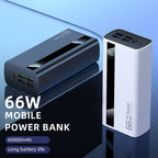 Un cargador portátil de 60000 mAh con capacidades de carga rápida, que cuenta con una pantalla digital inteligente, fabricado con tecnología de polímero de litio, ofrece una alta capacidad para cargar varios dispositivos al mismo tiempo, perfecto como reg