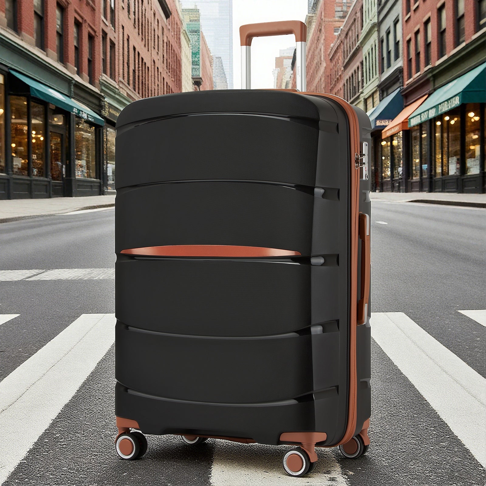 1/3 piezas de 20 pulgadas, 24 pulgadas y 28 pulgadas, maleta KONO, carrito, estuche de viaje - polipropileno, ligero, carcasa dura, 4 ruedas giratorias dobles y cerradura TSA