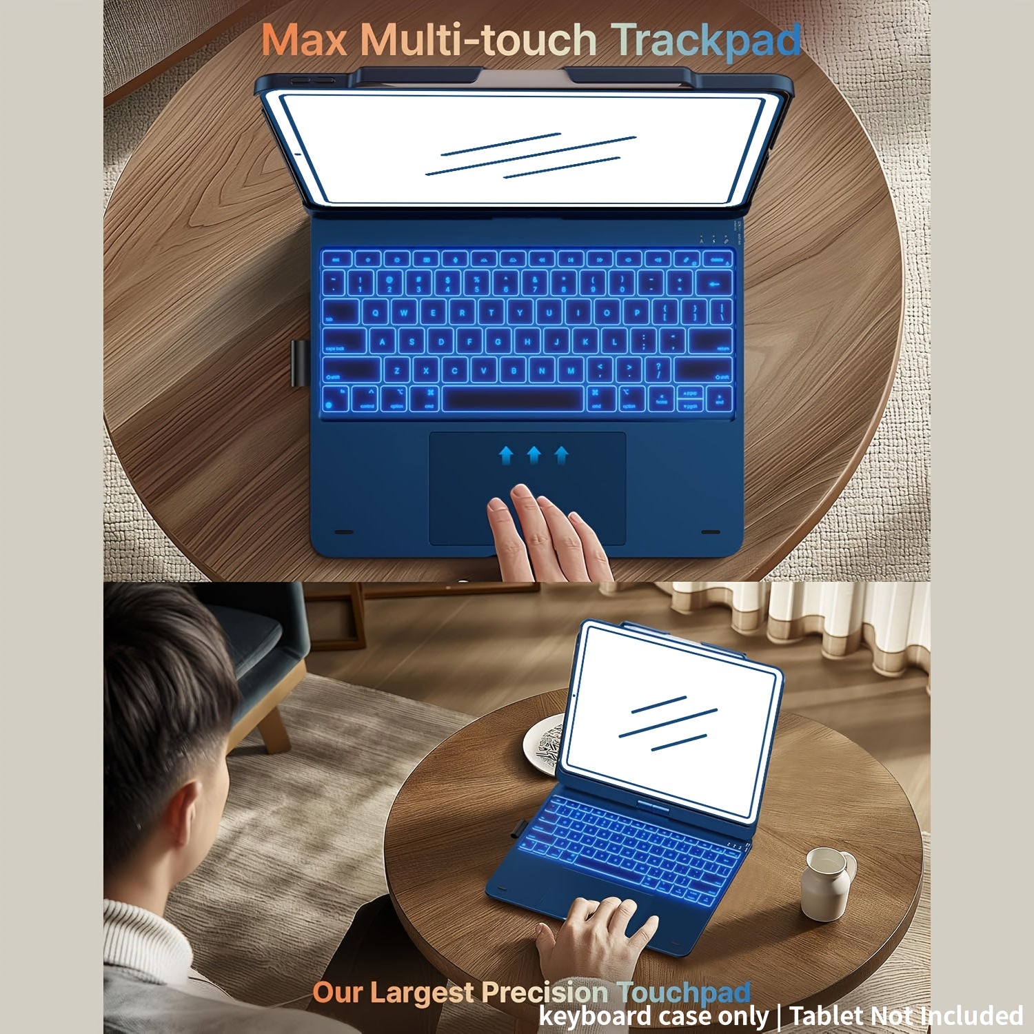 Funda con teclado giratorio para iPad para escritura, estudio y trabajo móvil