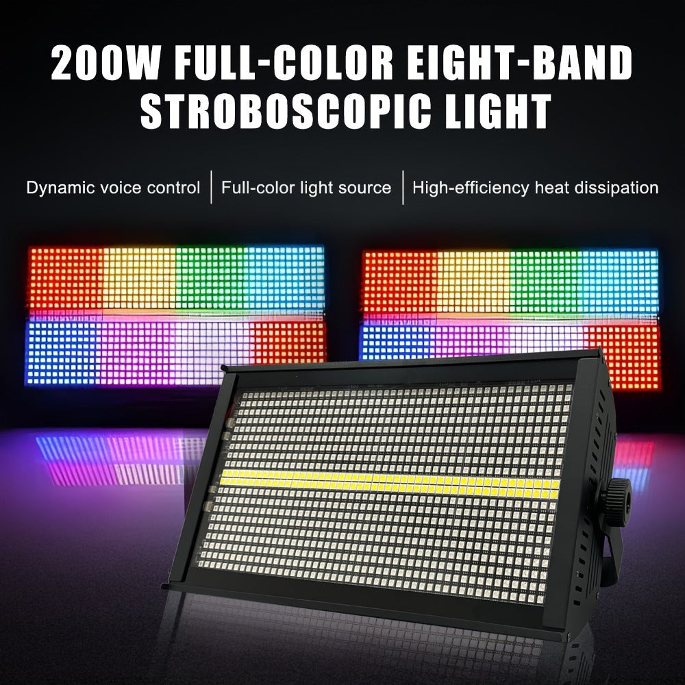 POLET 200W LEDRGBW 4 en 1 luz estroboscópica con partición 8+8 blanca 8000K DMX512 superbrillante para DJ, lavado, bodas, bar, efectos de iluminación escénica estroboscópica para fiestas, clubes y espectáculos