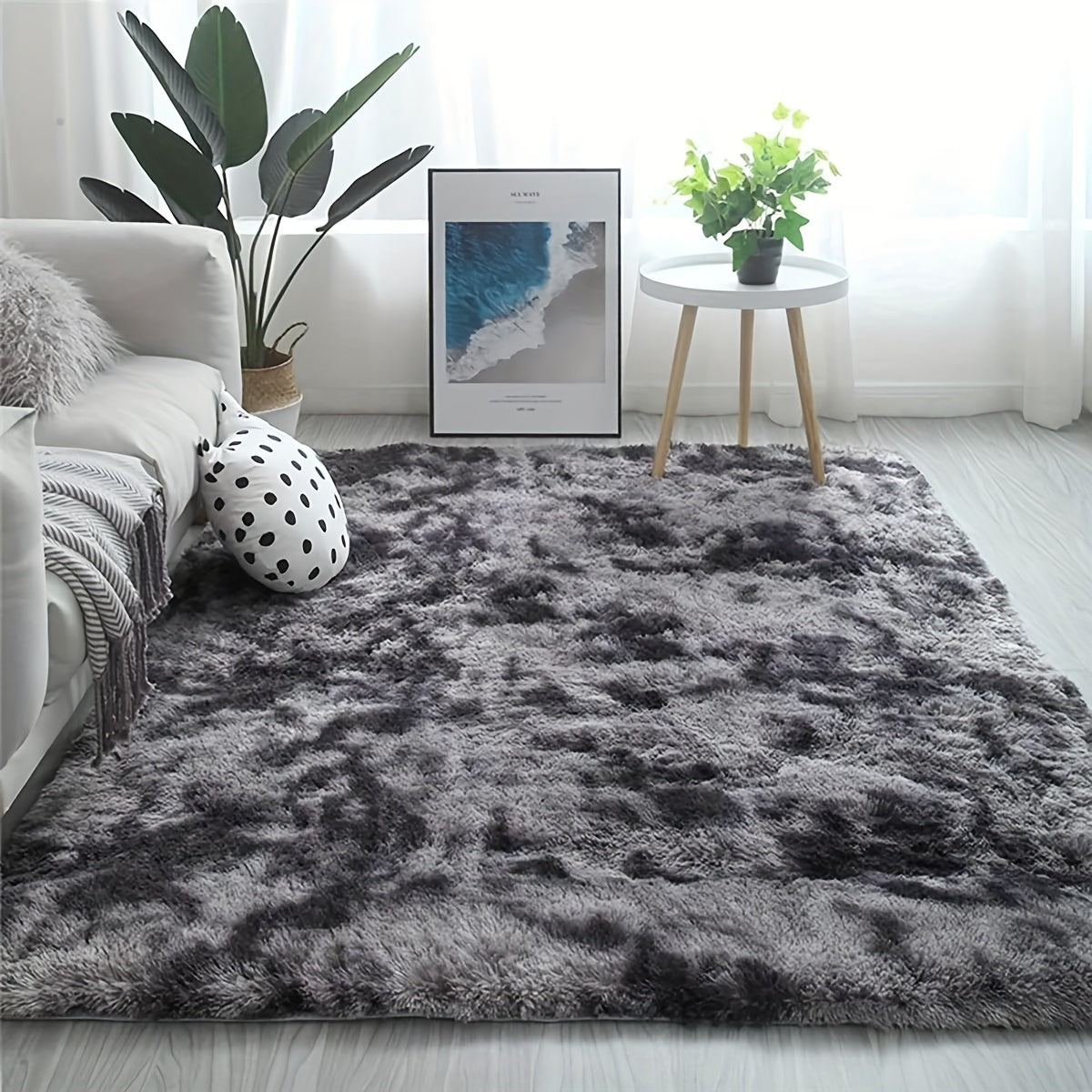 1pc alfombra de felpa suave, alfombra antideslizante, alfombra para cabecera, tapete tie dye para sala, decoración del hogar, colchoneta para mascotas, alfombra para dormitorio o sala, ideal para decoración navideña y Halloween