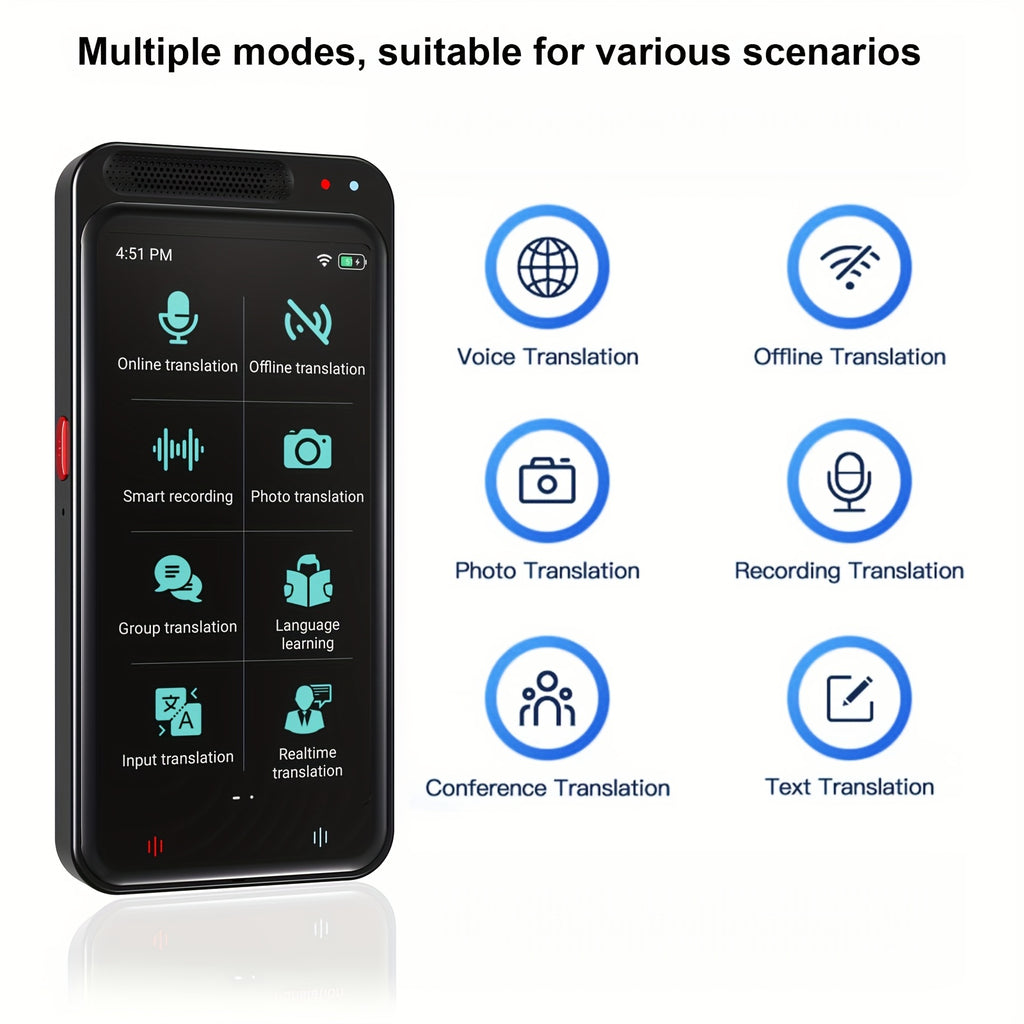 Traductor de voz bidireccional con IA portátil | Viajes, negocios y aprendizaje