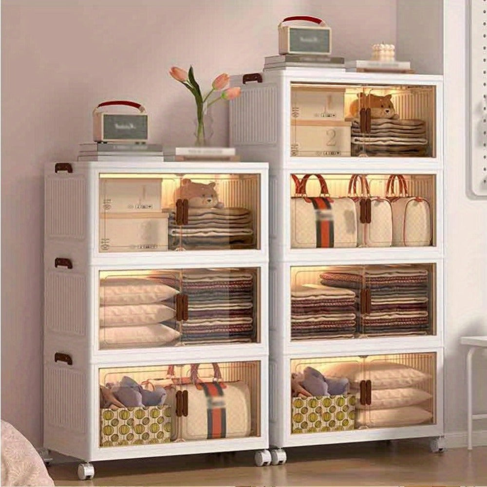 Armarios de almacenamiento de 3/4/5 niveles, gabinete plegable de alta capacidad - Solución de almacenamiento multifuncional para el hogar/oficina, diseño plegable rápido, fácil de plegar, utilización eficiente del espacio